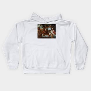 Le Satyre et le Paysan by Workshop of Jacob Jordaens Kids Hoodie